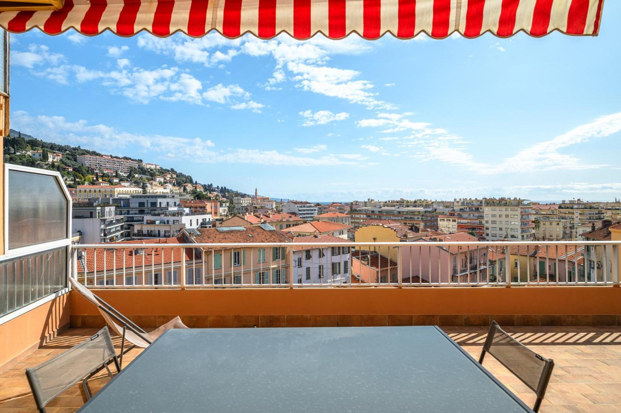 מנטון 'L'Alicante Proche' Gare, Terrasse, Vue Mer מראה חיצוני תמונה
