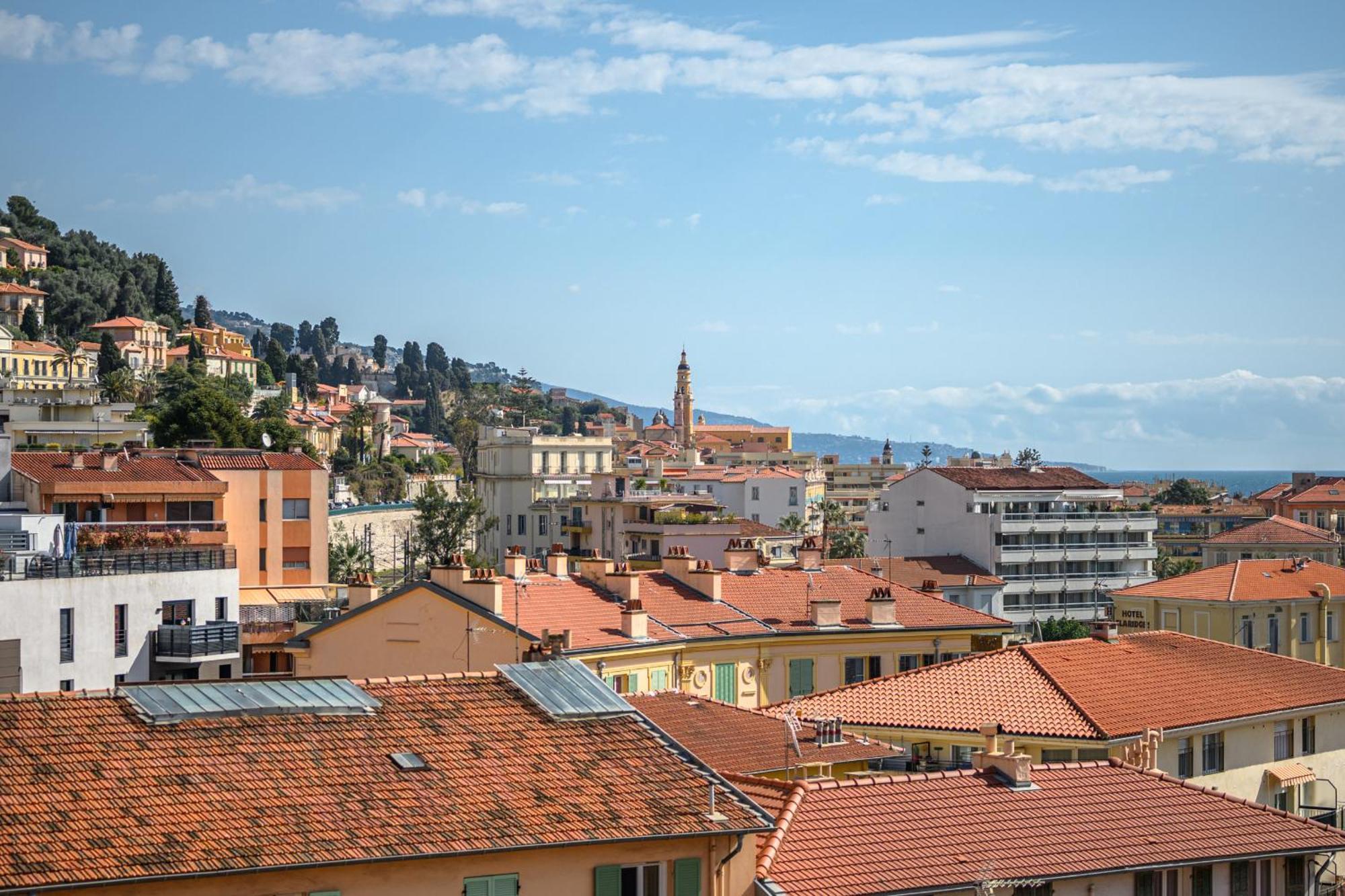 מנטון 'L'Alicante Proche' Gare, Terrasse, Vue Mer מראה חיצוני תמונה
